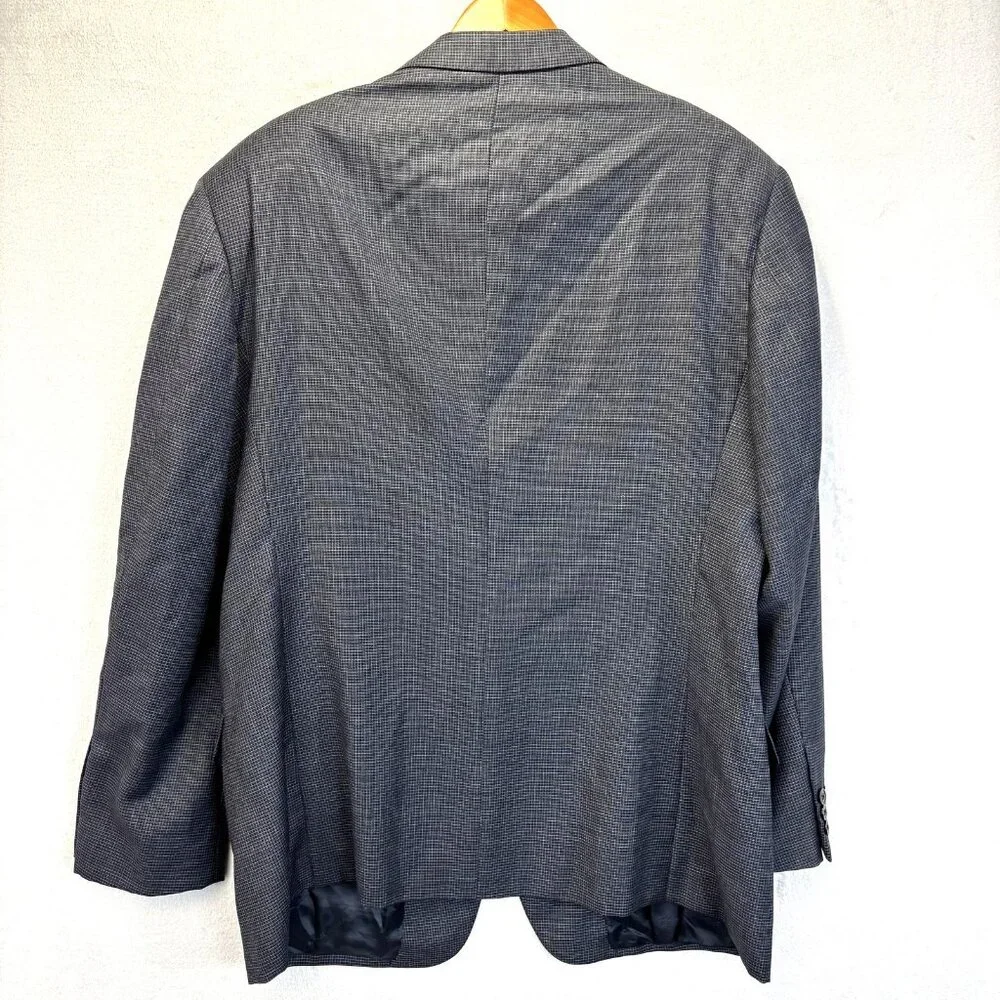 Armani Collezioni Wool Blazer Mens 44R Gray Blue‎ Check Sport Coat Made In Italy